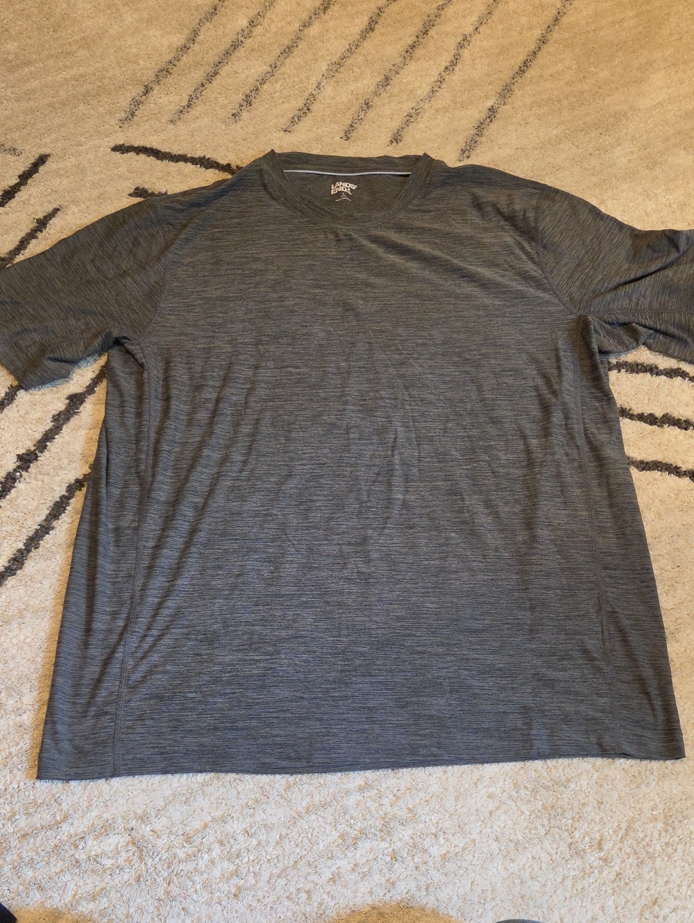 Lands' End Men's Dark Heather Gray Short Sleeve Crew Tee